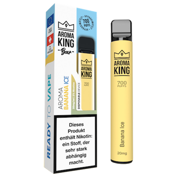 Aroma King Bar 700 Banana Ice 20mg EOL e Zigarette mit Verpackung Bananen Geschmack von Aroma King 