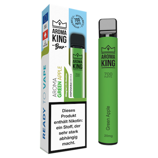 Aroma King Bar 700 Green Apple 20mg EOL e Zigarette mit Verpackung Geschmack grüner Apfel