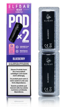 ELFBAR 4in1 Pods Blueberry 20 mg in der Originalverpackung mit fruchtigem Blaubeer-Design. Vorgefüllte Pods für das ELFBAR 4in1 Pod-System mit intensivem Blueberry-Geschmack und 20 mg Nikotinsalz.